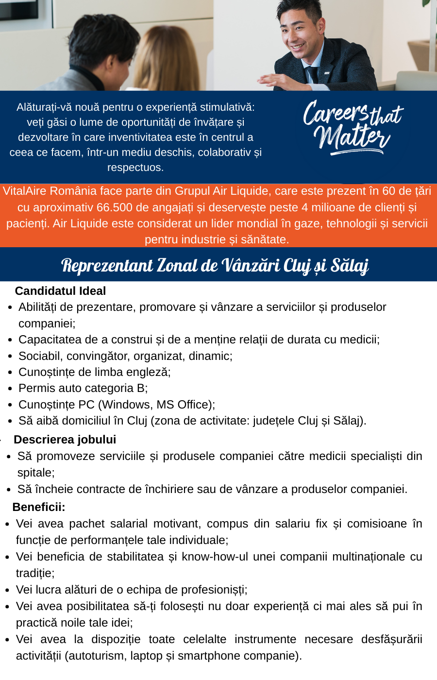 Reprezentant Zonal de Vanzari Cluj si Salaj