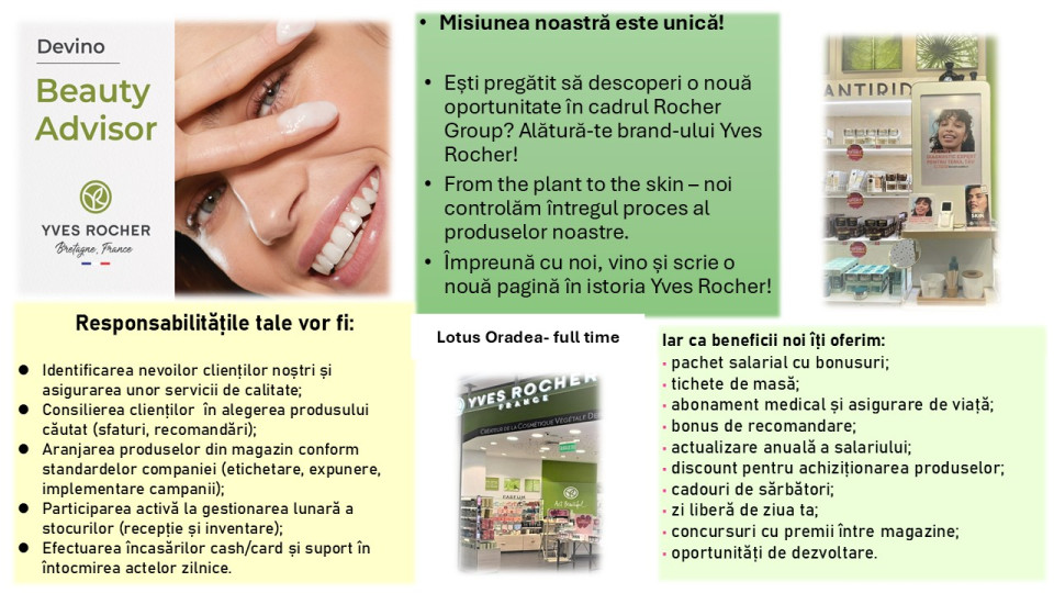 Lucrator Comercial / Beauty Advisor Lotus Oradea