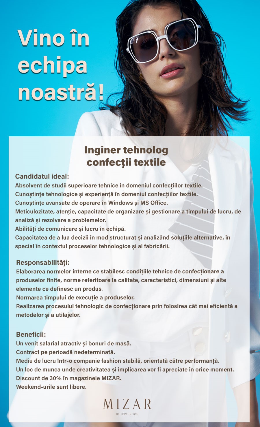 Inginer tehnolog confectii textile