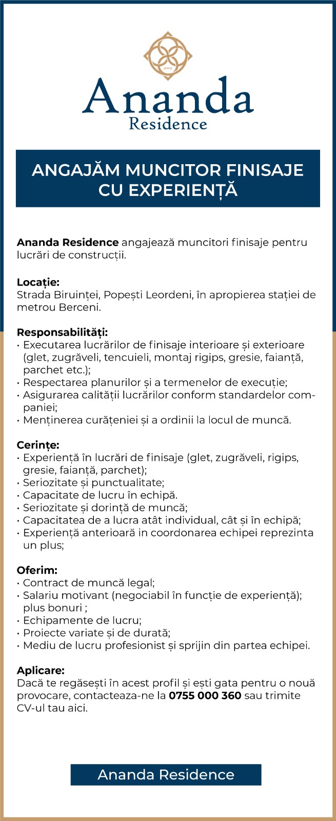 Muncitor finisaje cu experienta - Popesti Leordeni