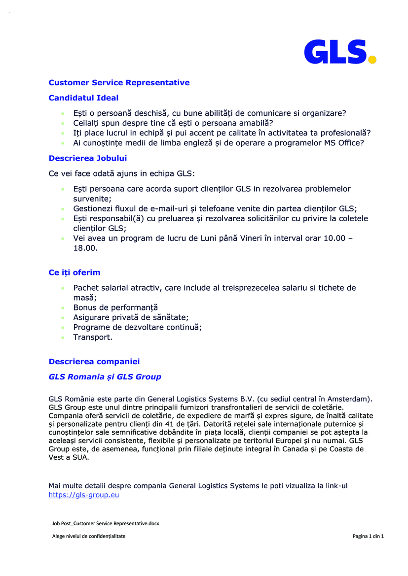 Customer Service Representative