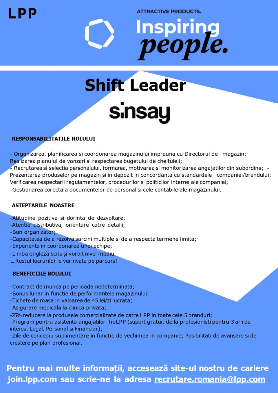 Shift Leader Sinsay