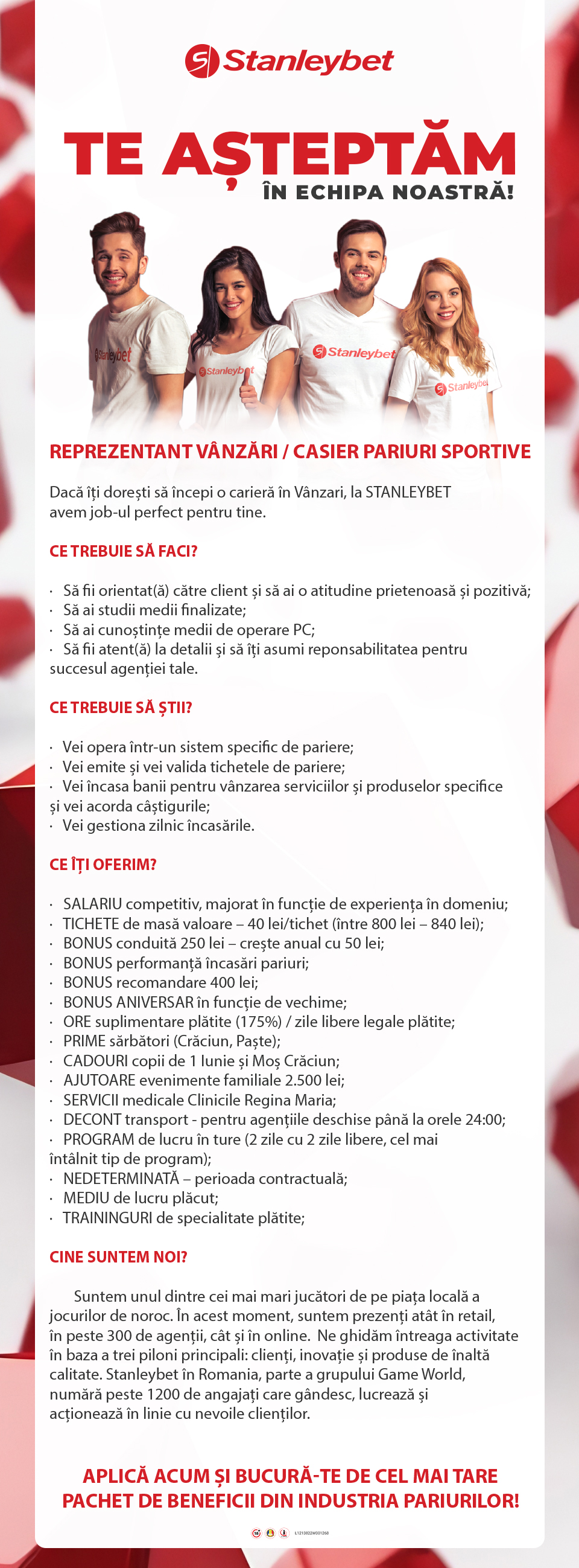 Reprezentant Vanzari - Agentii pariuri Stanleybet