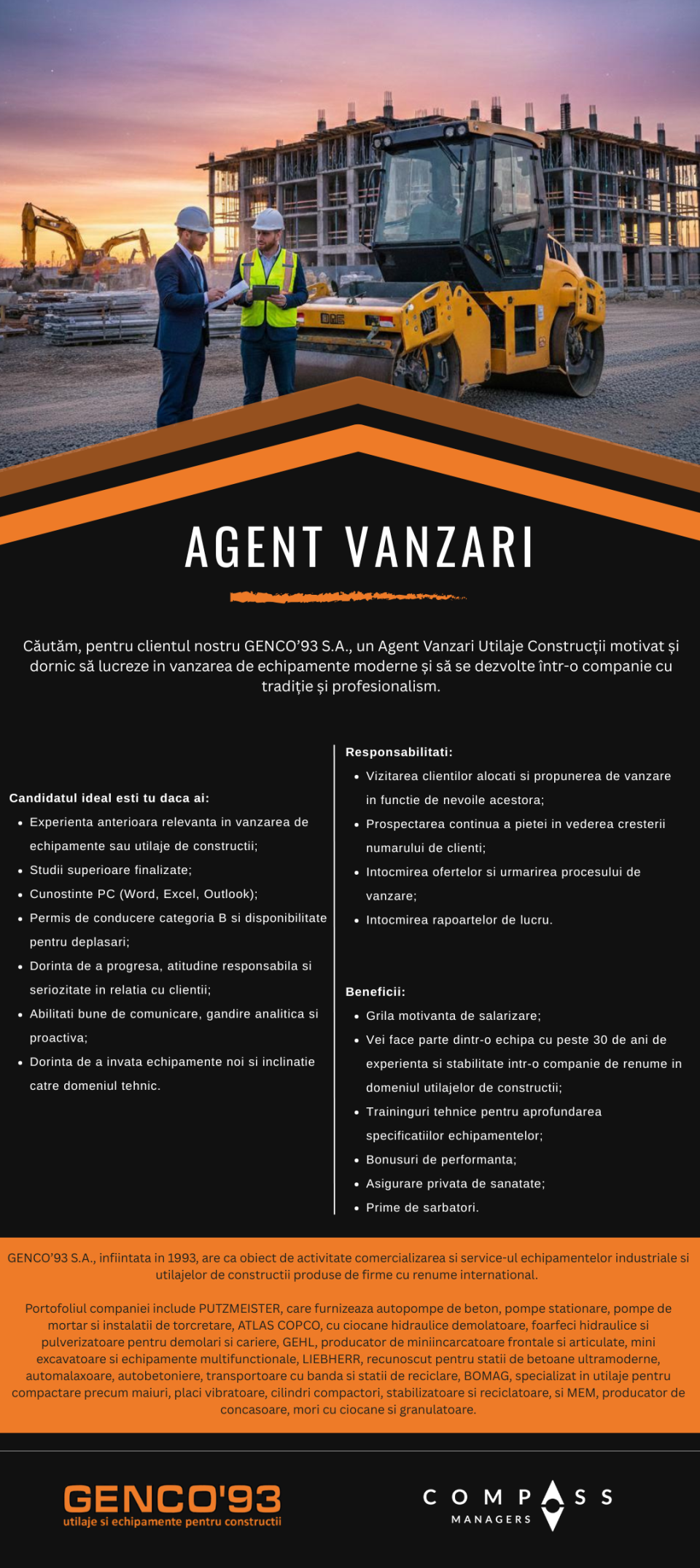 Agent Vanzari Utilaje Construcții București