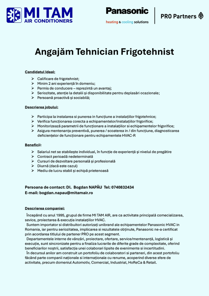 Tehnician Frigotehnist