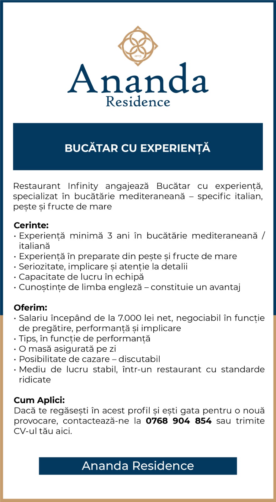 BUCATAR CU EXPERIENTA IN BUCATARIE MEDITERANEANA
