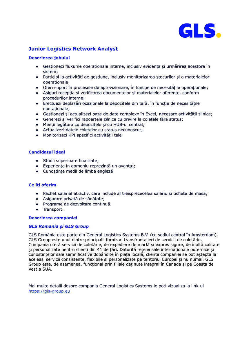 Junior Logistics Network Analyst