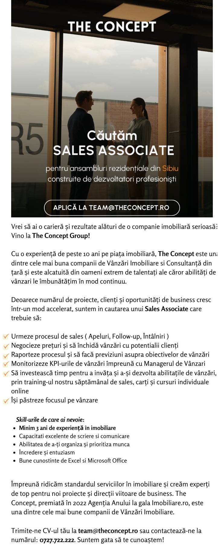 Consultant vanzari ansamblu rezidential Sibiu