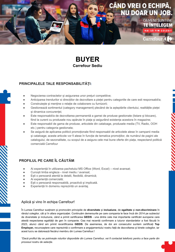 Buyer/Sef Produs - Carrefour Sediu
