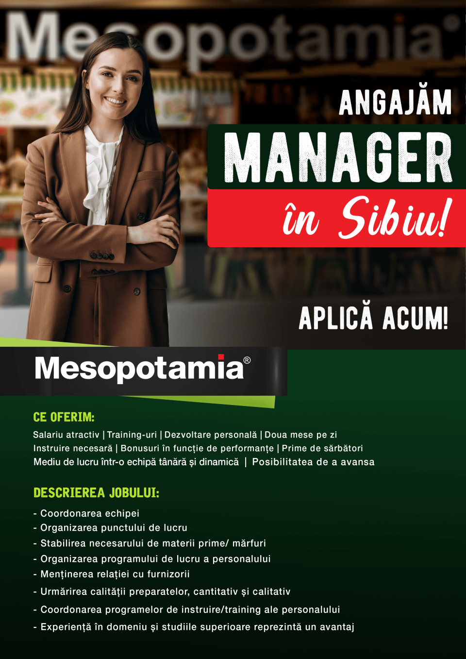 Manager Restaurant - Mesopotamia Sibiu