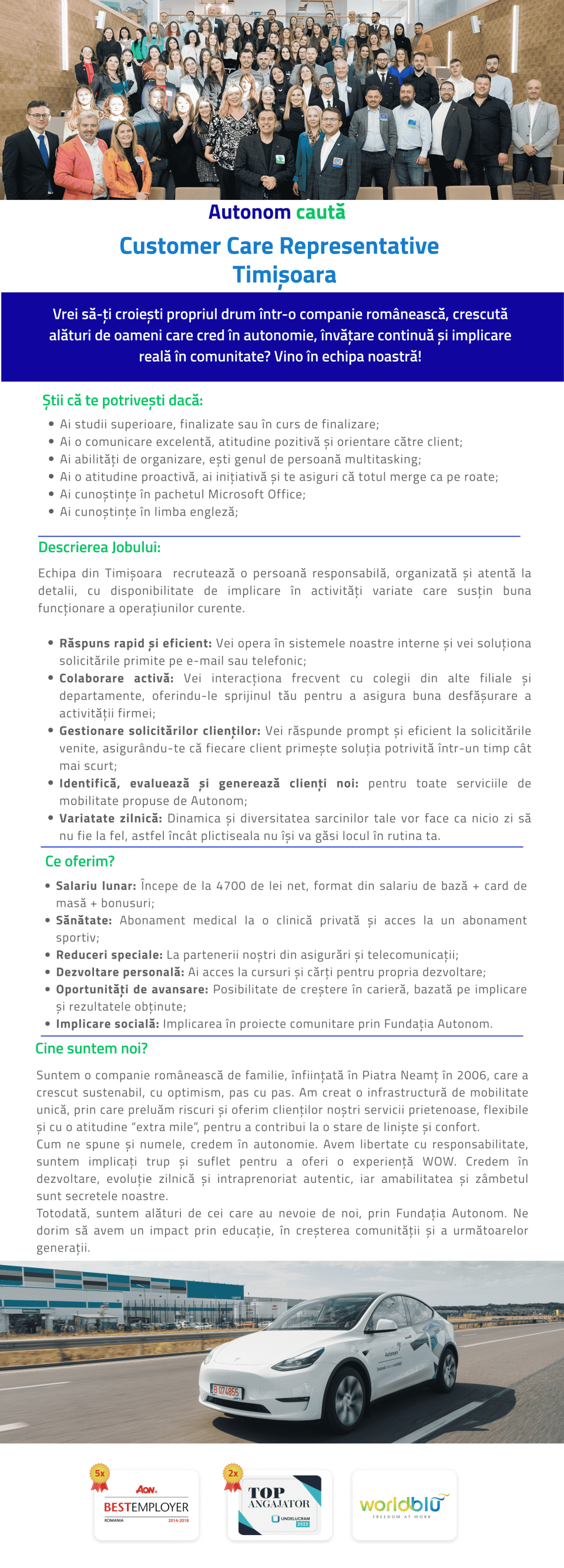 Customer Care Representative - Timisoara