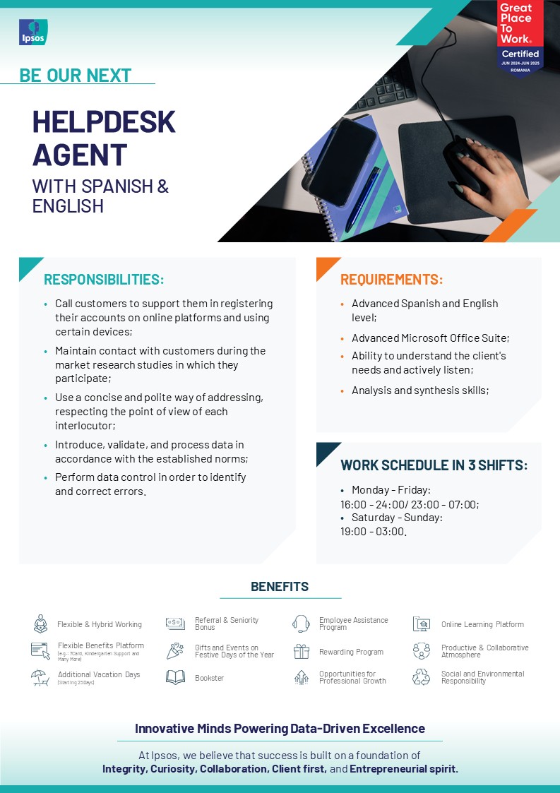 Helpdesk Agent with Spanish & English - night shift