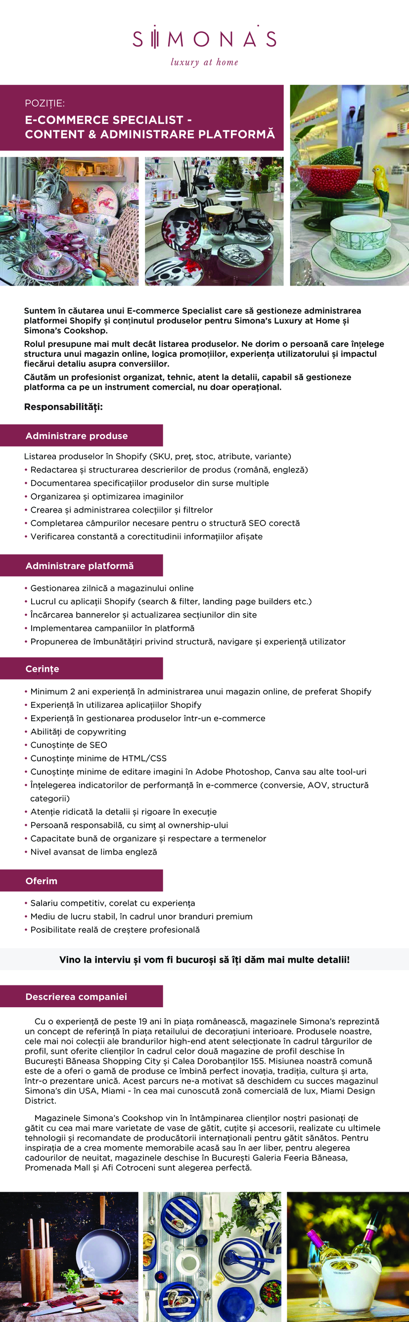 E-commerce Specialist - Content & Administrare Platformă