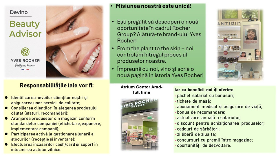 Lucrator Comercial / Beauty Advisor Arad