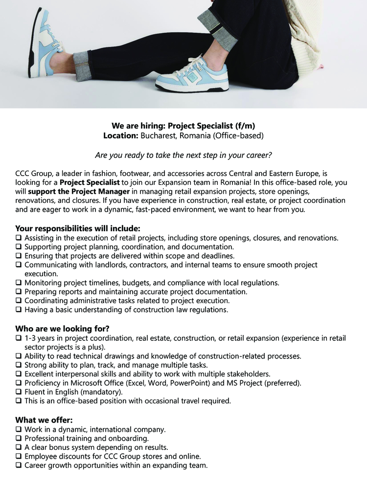 Project Manager (Constructii și Amenajari Retail)