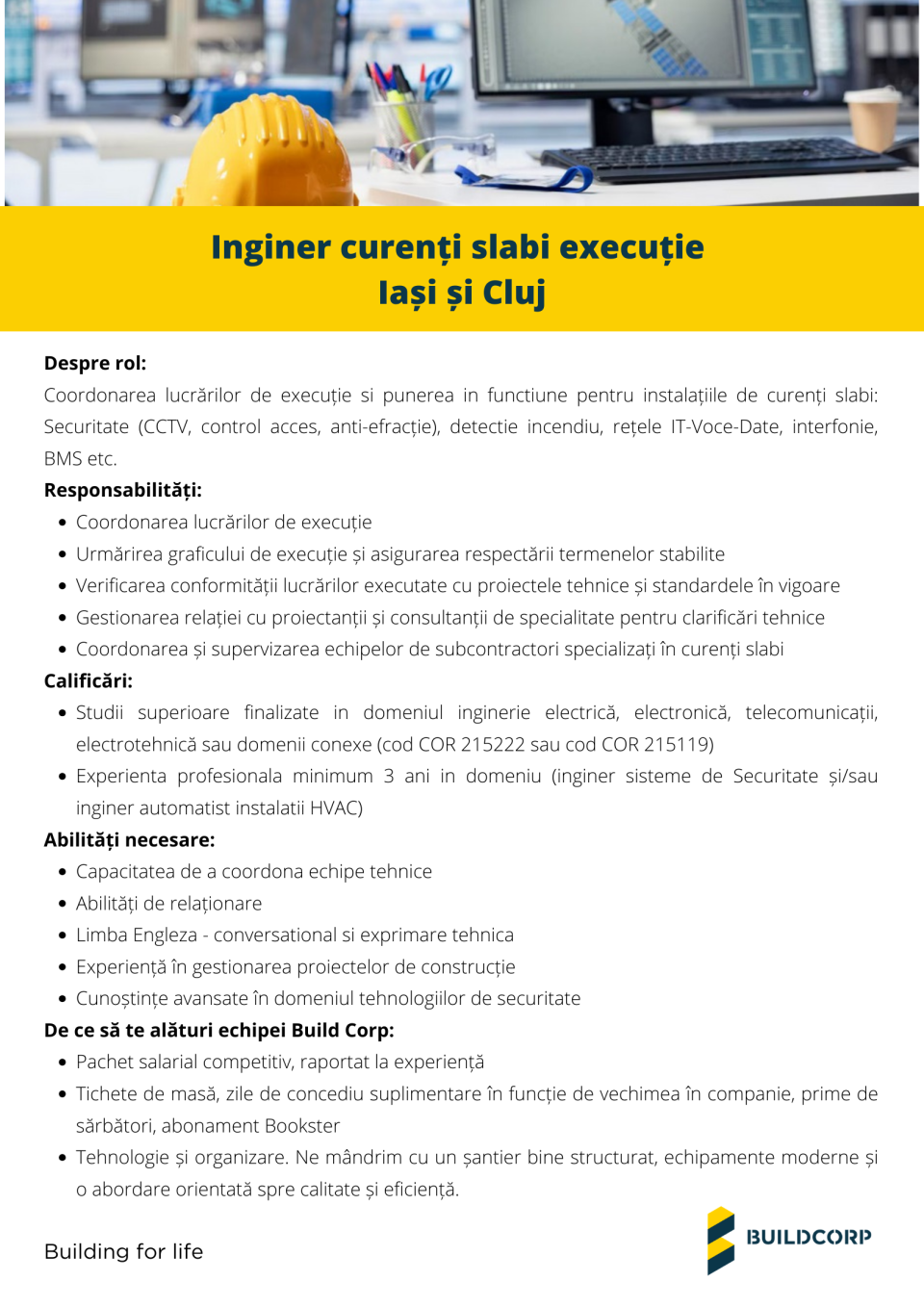 Inginer curenti slabi executie Iasi si Cluj