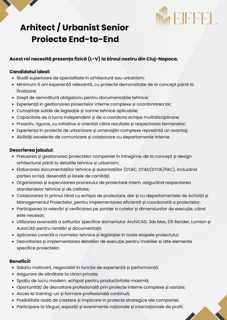 Arhitect / Urbanist Senior
