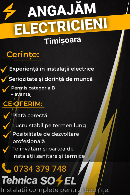 Electrician Instalații Electice – Oportunitate de Dezvoltare