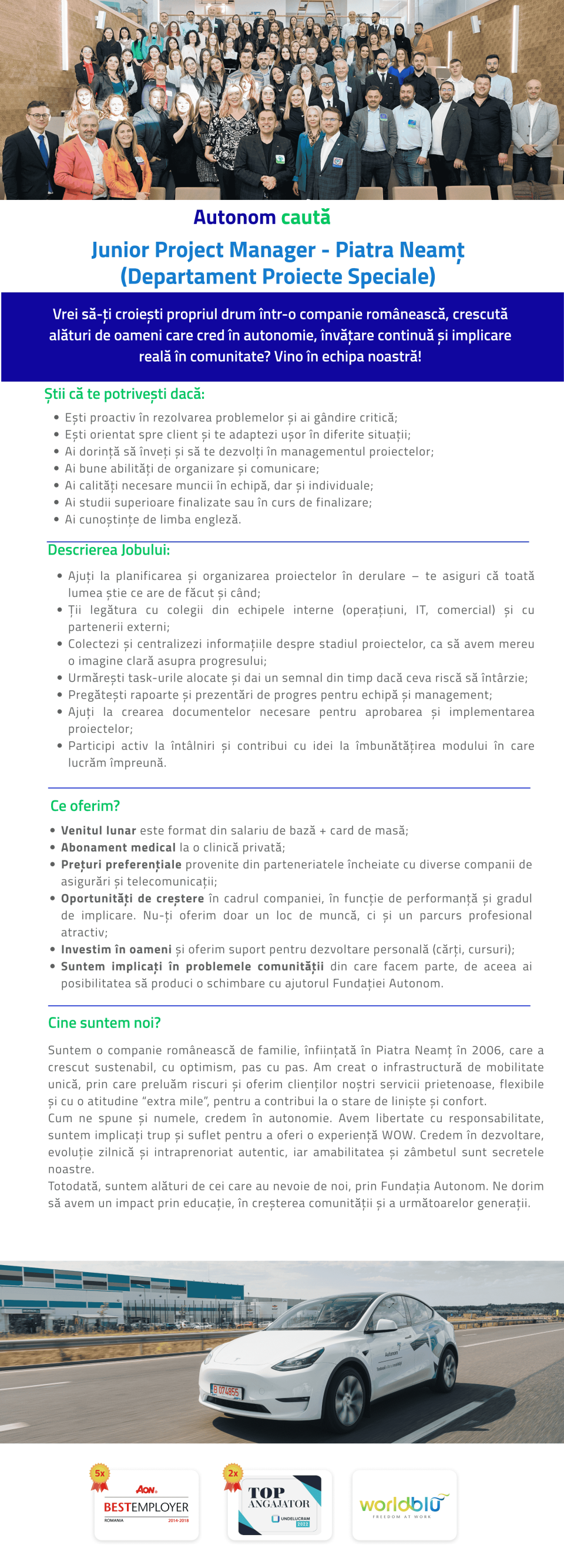 JUNIOR PROJECT MANAGER - PIATRA NEAMT