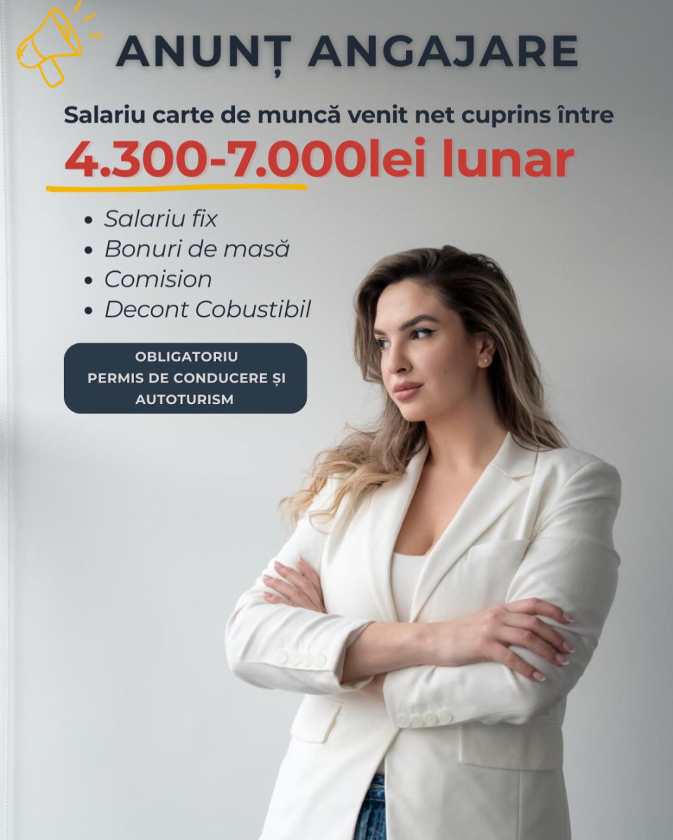 Agent Imobiliare - Carte de muncă + Comision + Decontare Combustibil