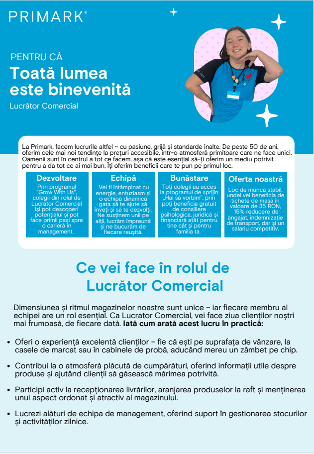 Lucrator Comercial - Full time - Afi Cotroceni