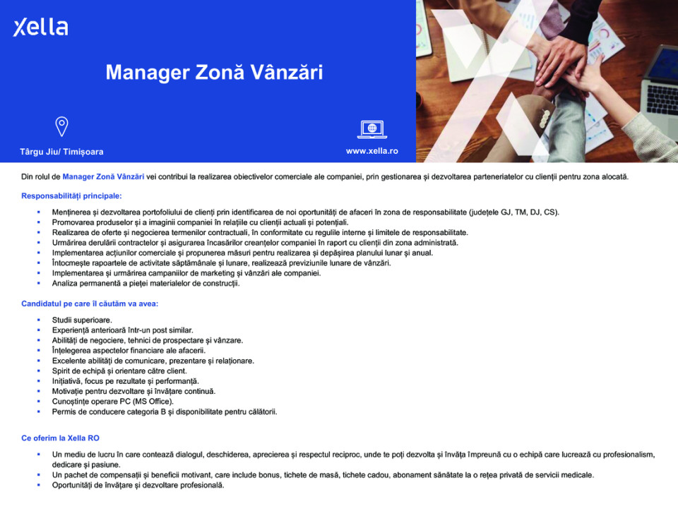 Manager Zonă Vânzări
