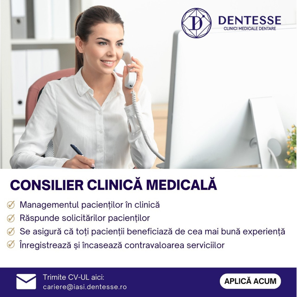 Consilier Clienți / Front Desk – Clinică Stomatologică, Iași