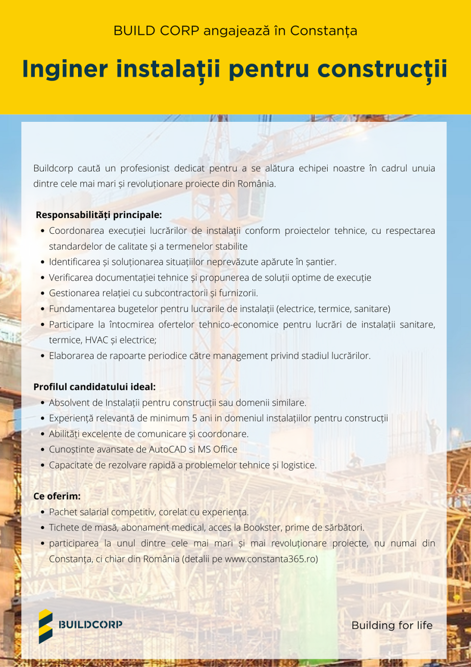 Inginer instalatii pentru constructii