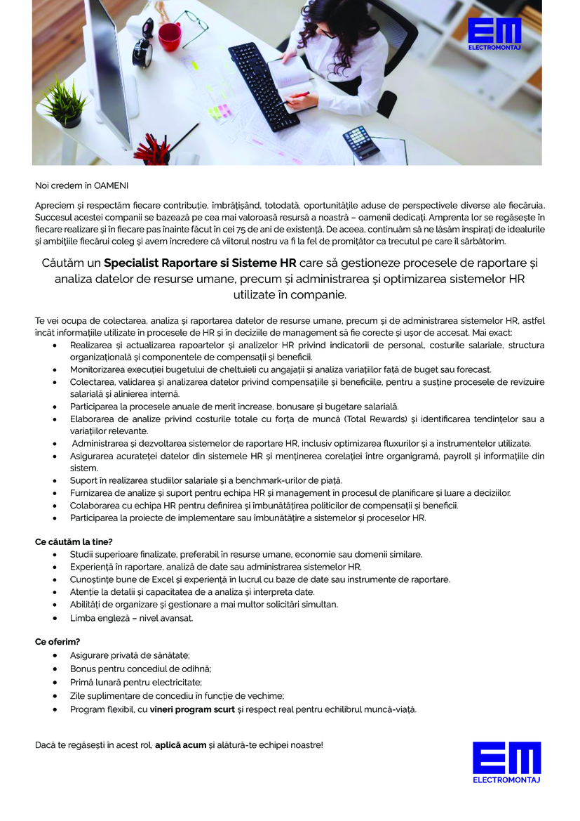 Specialist Raportare si Sisteme HR