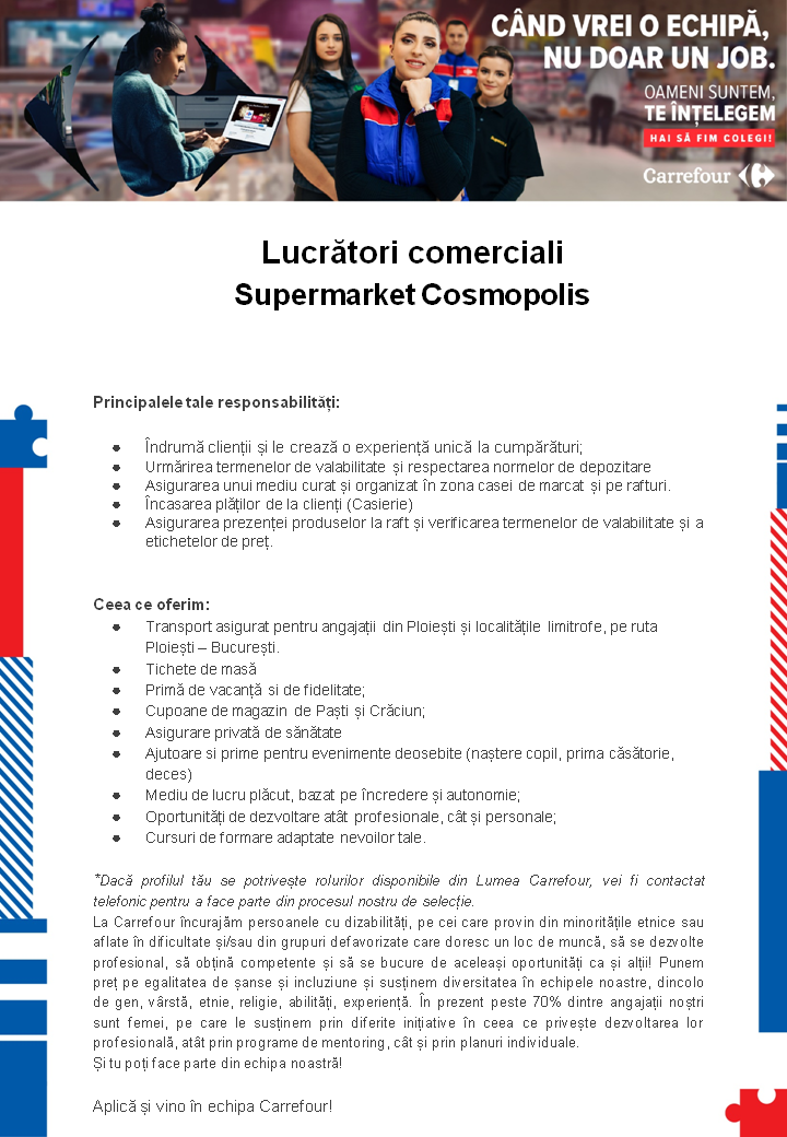 Lucrător comercial - Supermarket Cosmopolis
