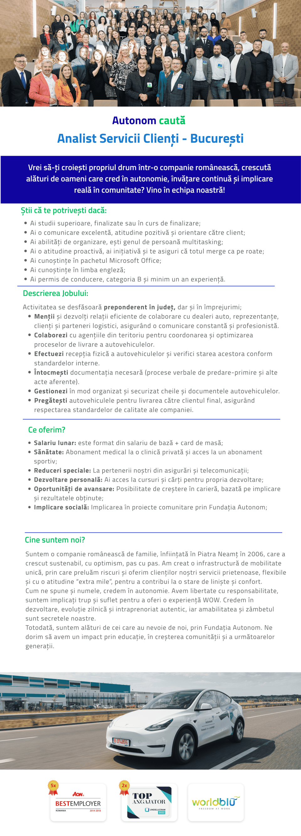 Analist Servicii Clienti - Bucuresti