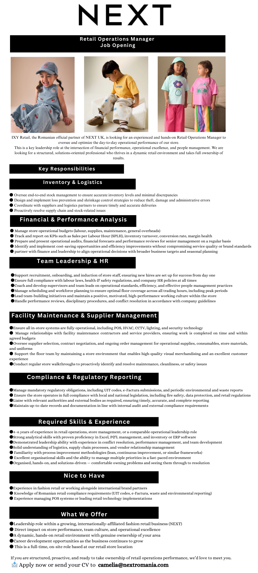 Retail Operations Manager – Job Opening