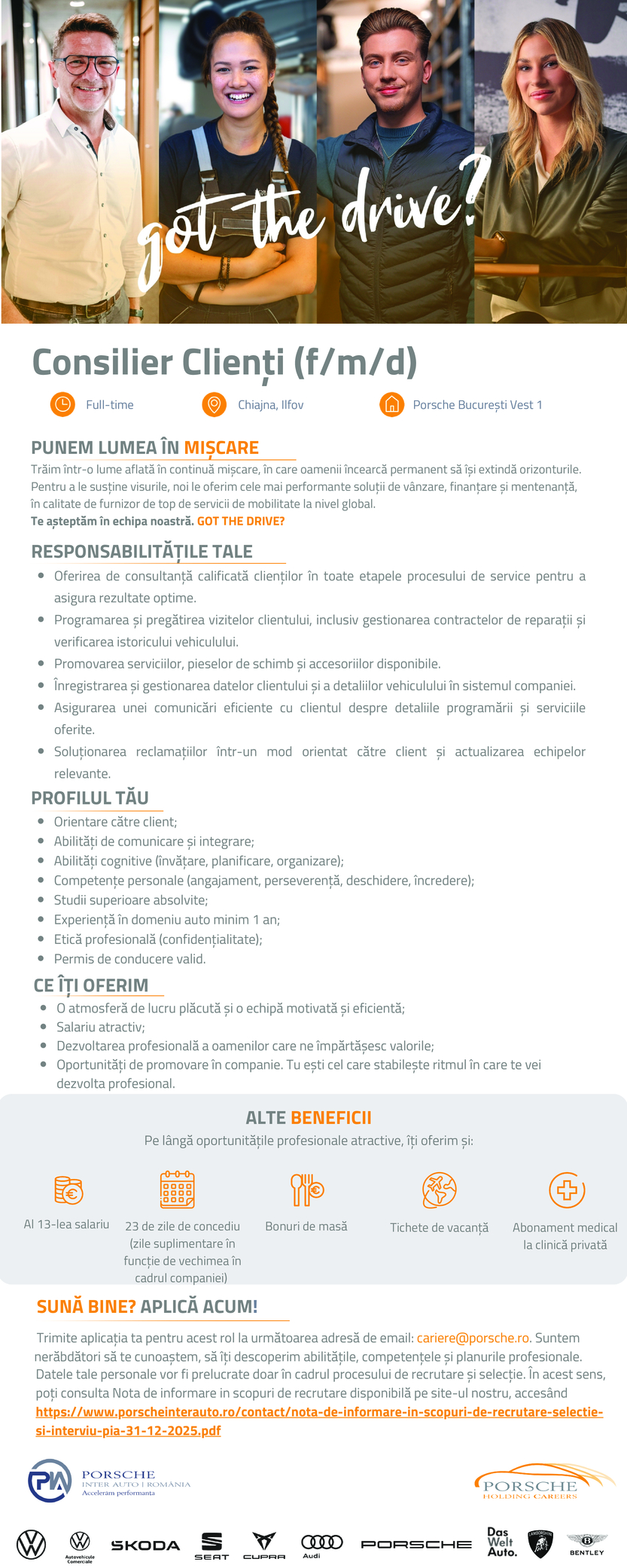 Consilier clienti (f/m/d) - Porsche Bucuresti Vest 1