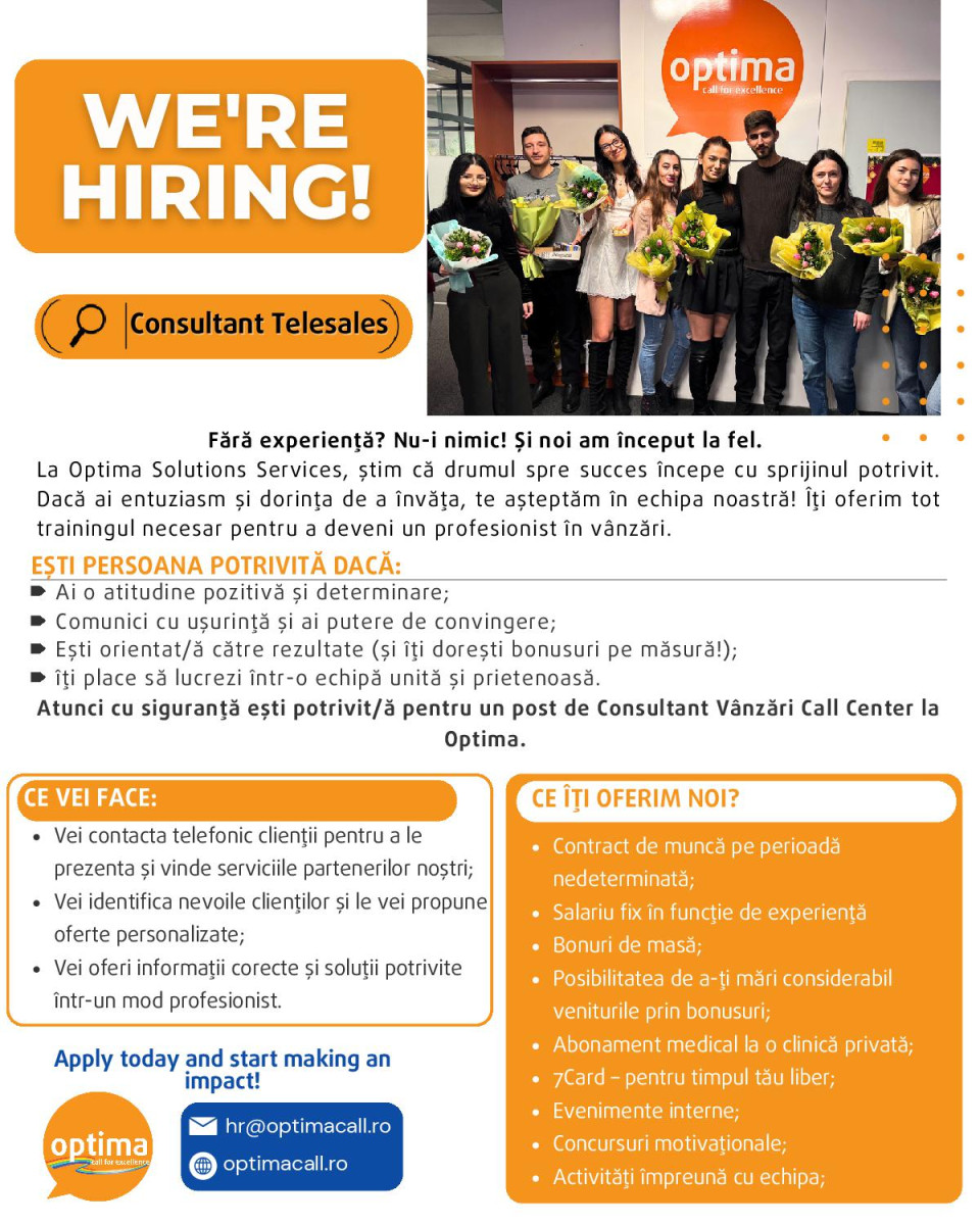 Consultant Vanzari Call-Center - Proiect Limba Romana