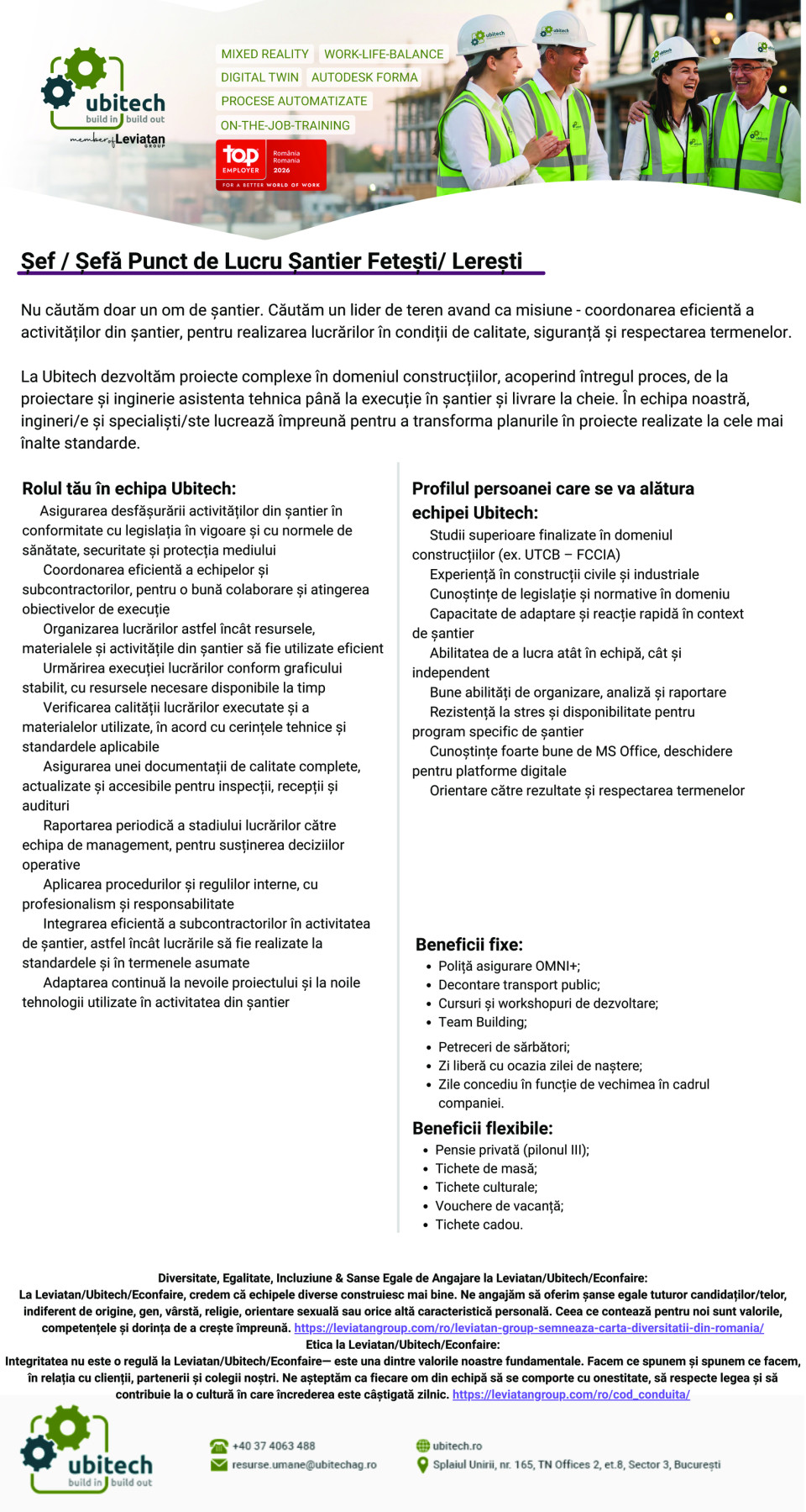 Sef Punct de Lucru Santiere Fetesti/ Leresti