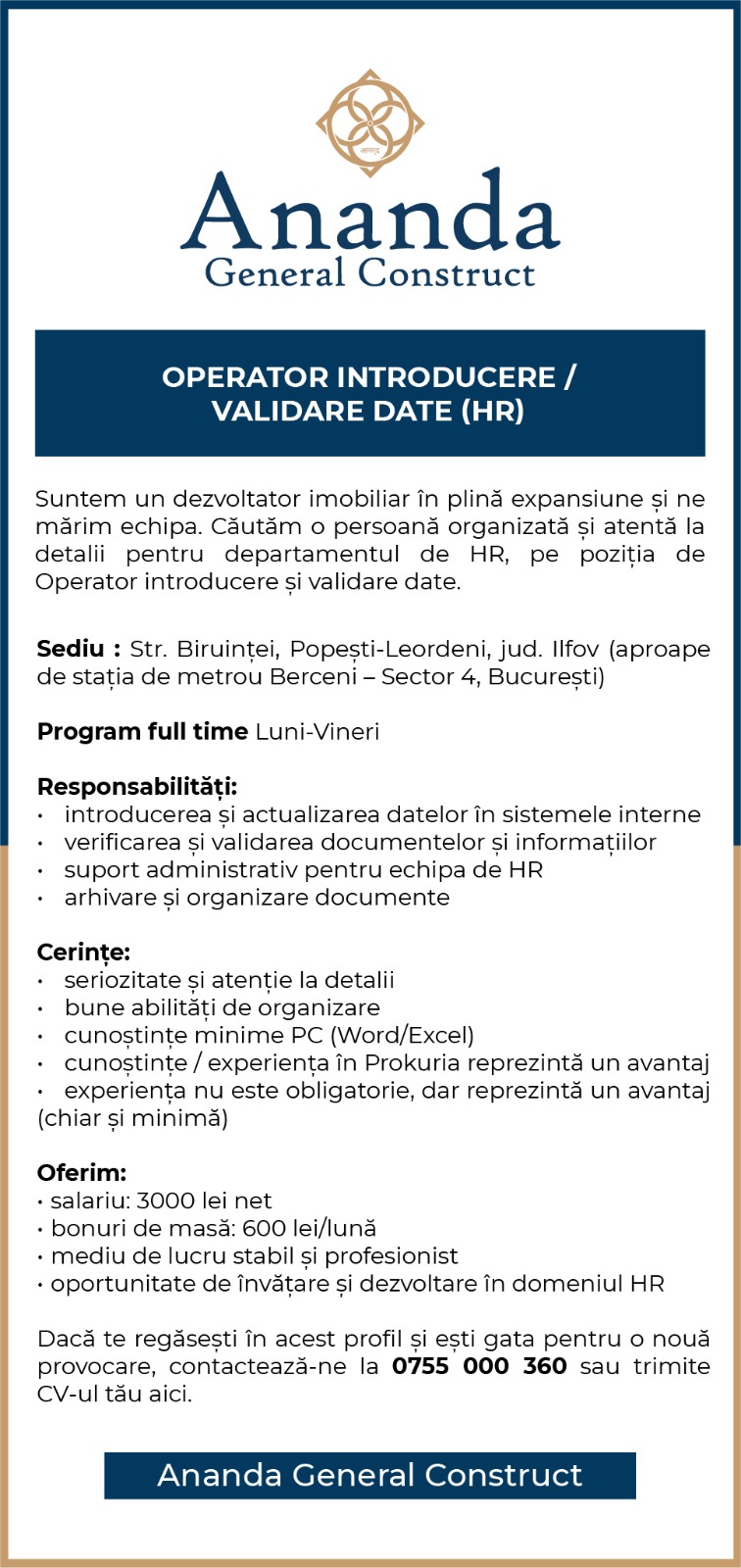 OPERATOR INTRODUCERE / VALIDARE DATE (HR)