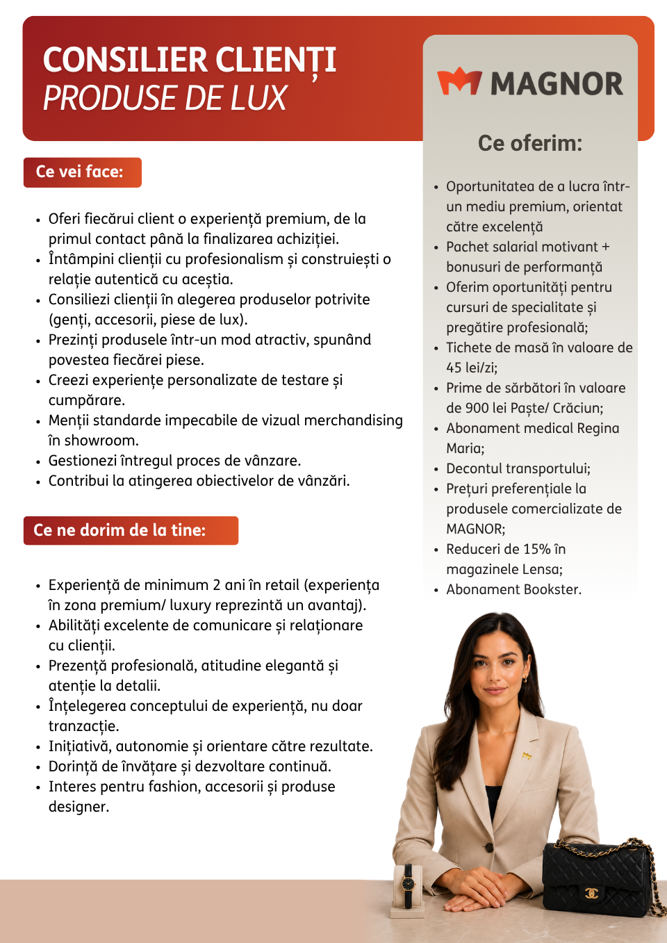 Consilier Clienți – Produse de Lux