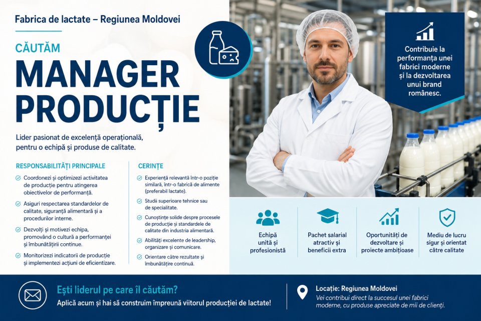 Manager Producție – Fabrică de Lactate