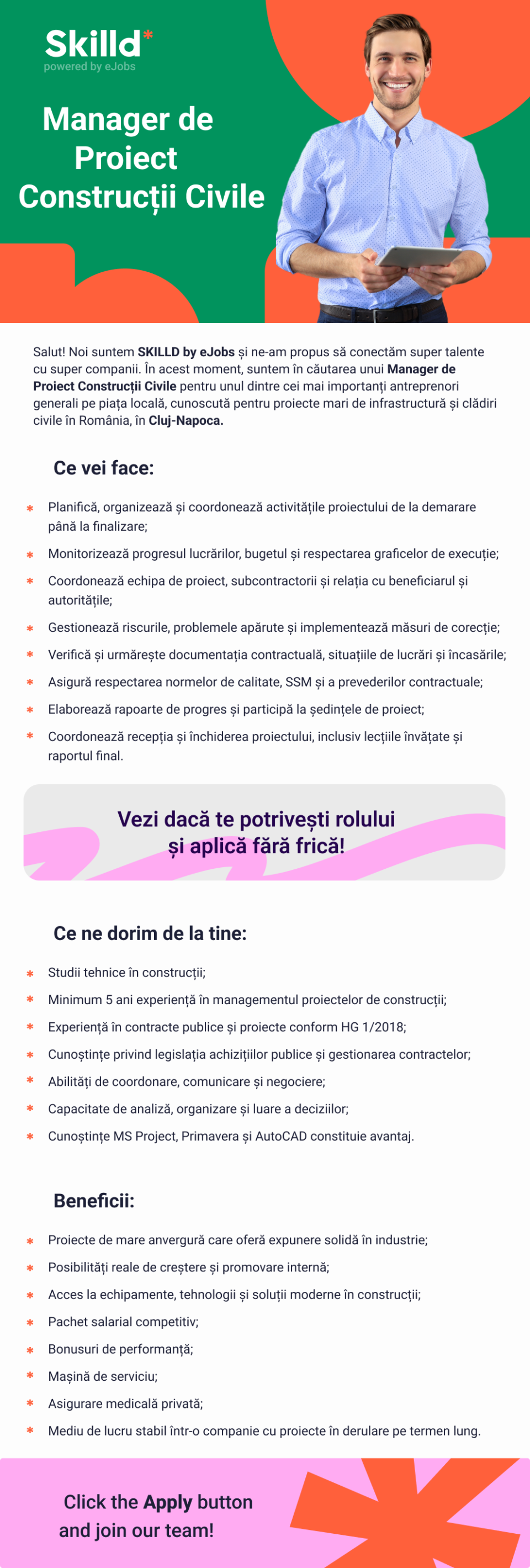 Manager de Proiect Constructii Civile - Cluj Napoca
