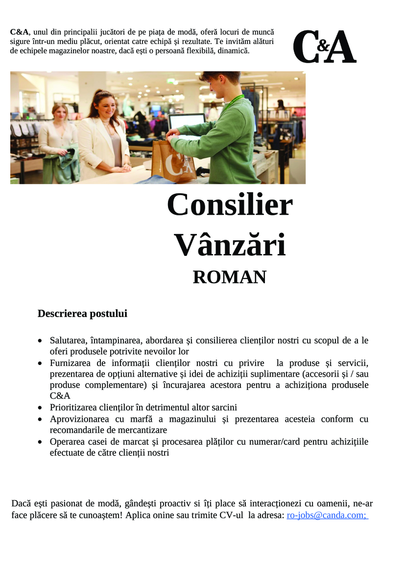Consilier Vanzari Roman