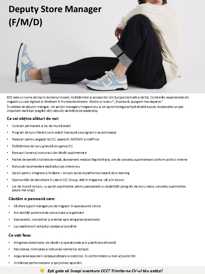 Manager Adjunct CCC Mall Moldova (F/M/D)