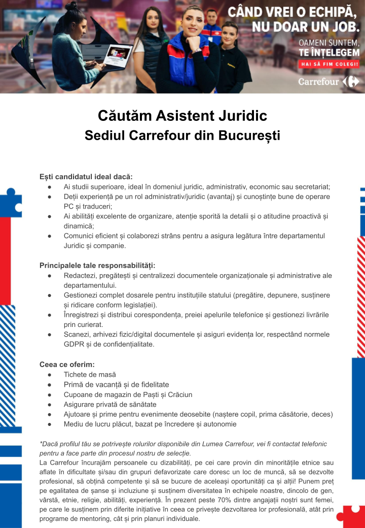 Căutăm Asistent Juridic