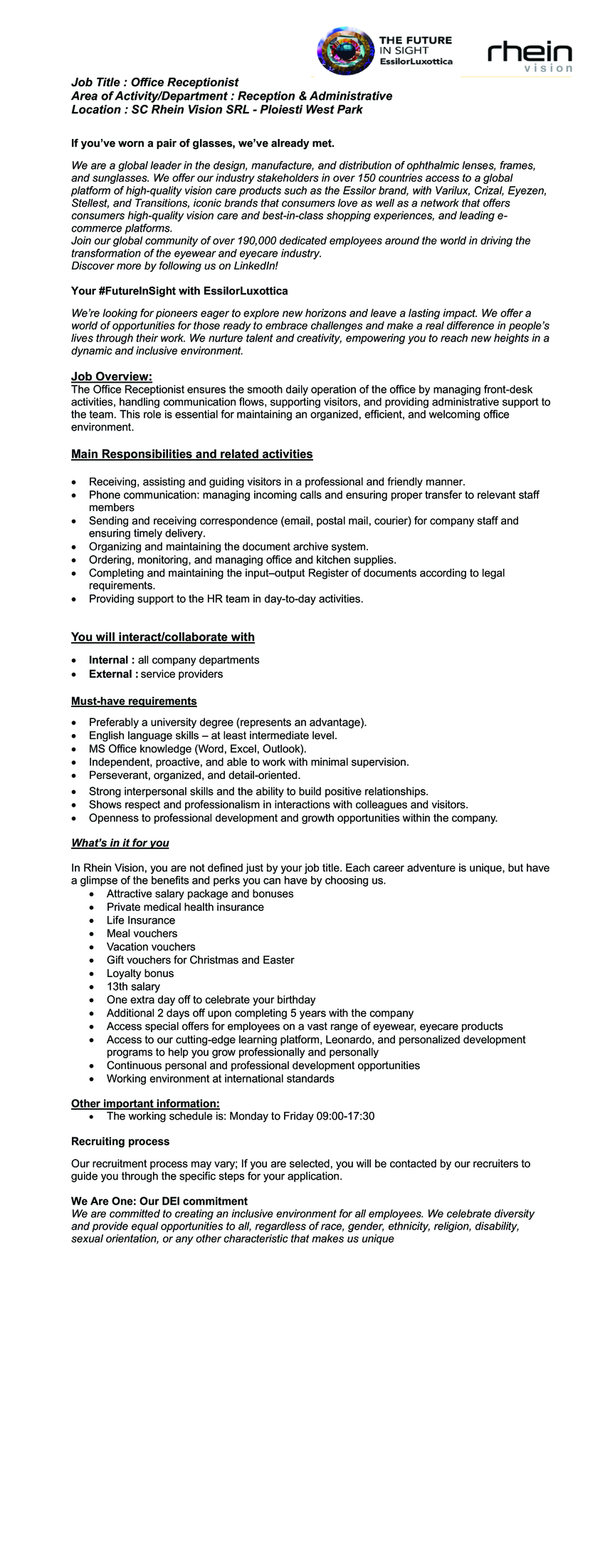 Office receptionist