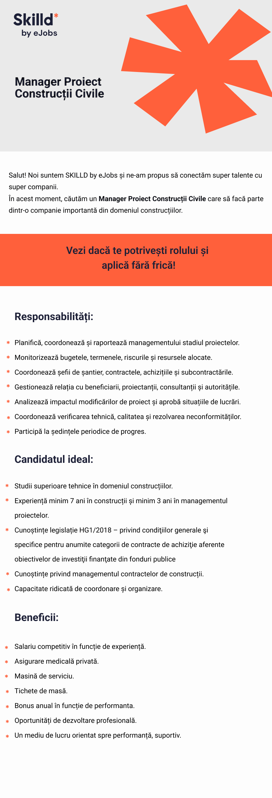 Manager Proiect Construcții Civile