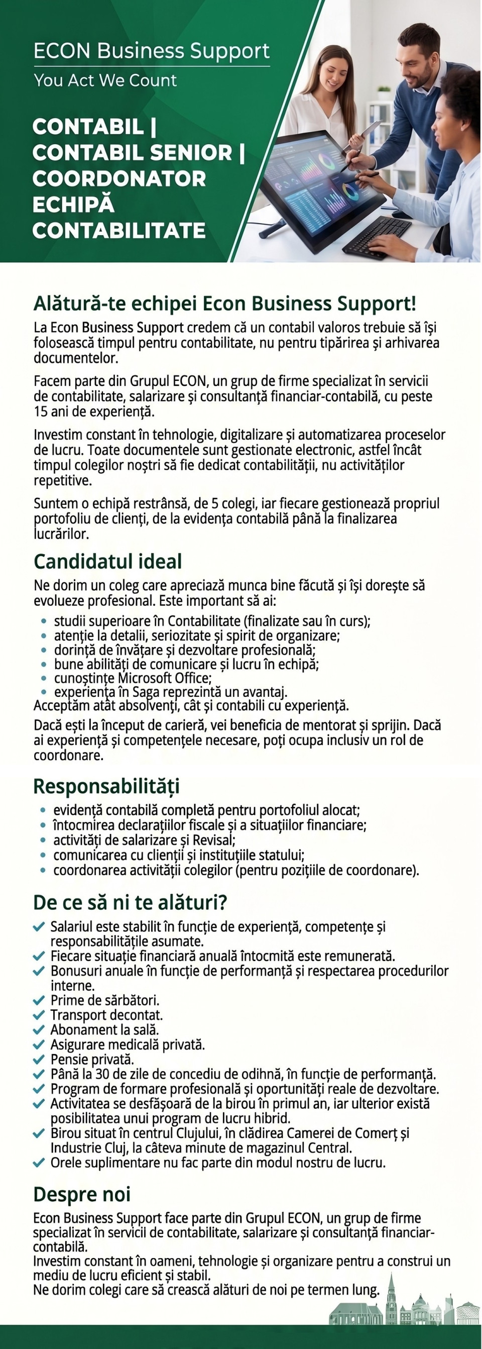 CONTABIL / CONTABIL SENIOR / COORDONATOR ECHIPĂ CONTABILITATE