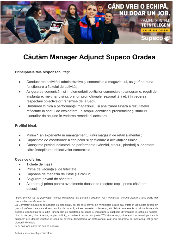 Manager Adjunct - Supeco Oradea