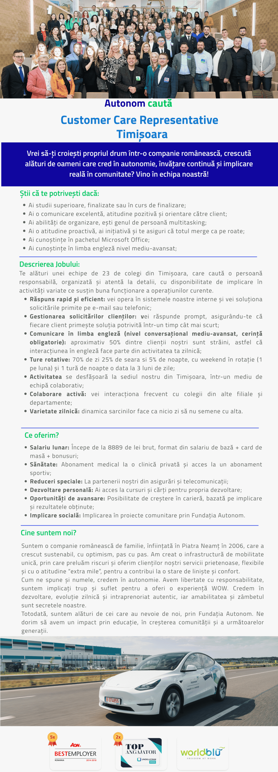 CUSTOMER CARE REPRESENTATIVE - TIMISOARA