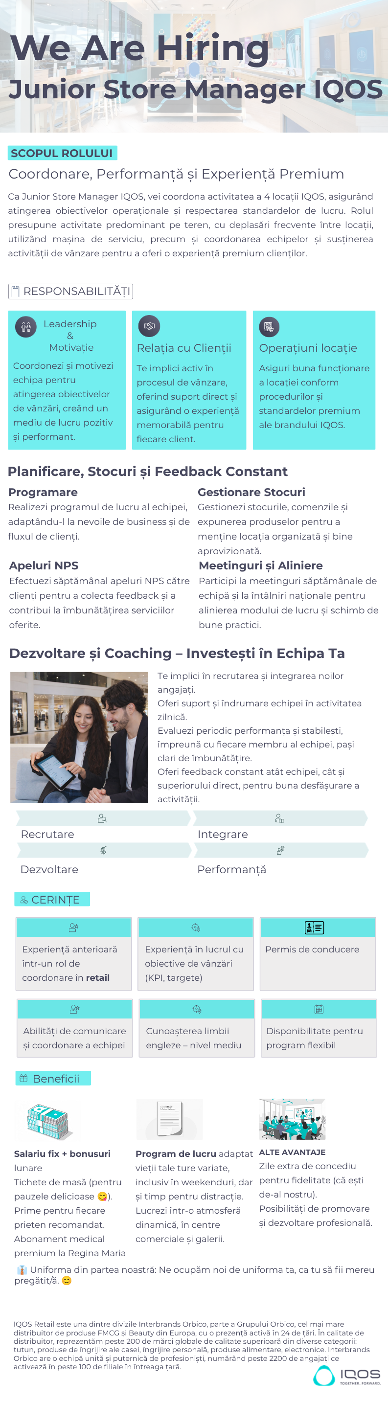 Junior Store Manager - IQOS Miroslava (determinat 1 an)