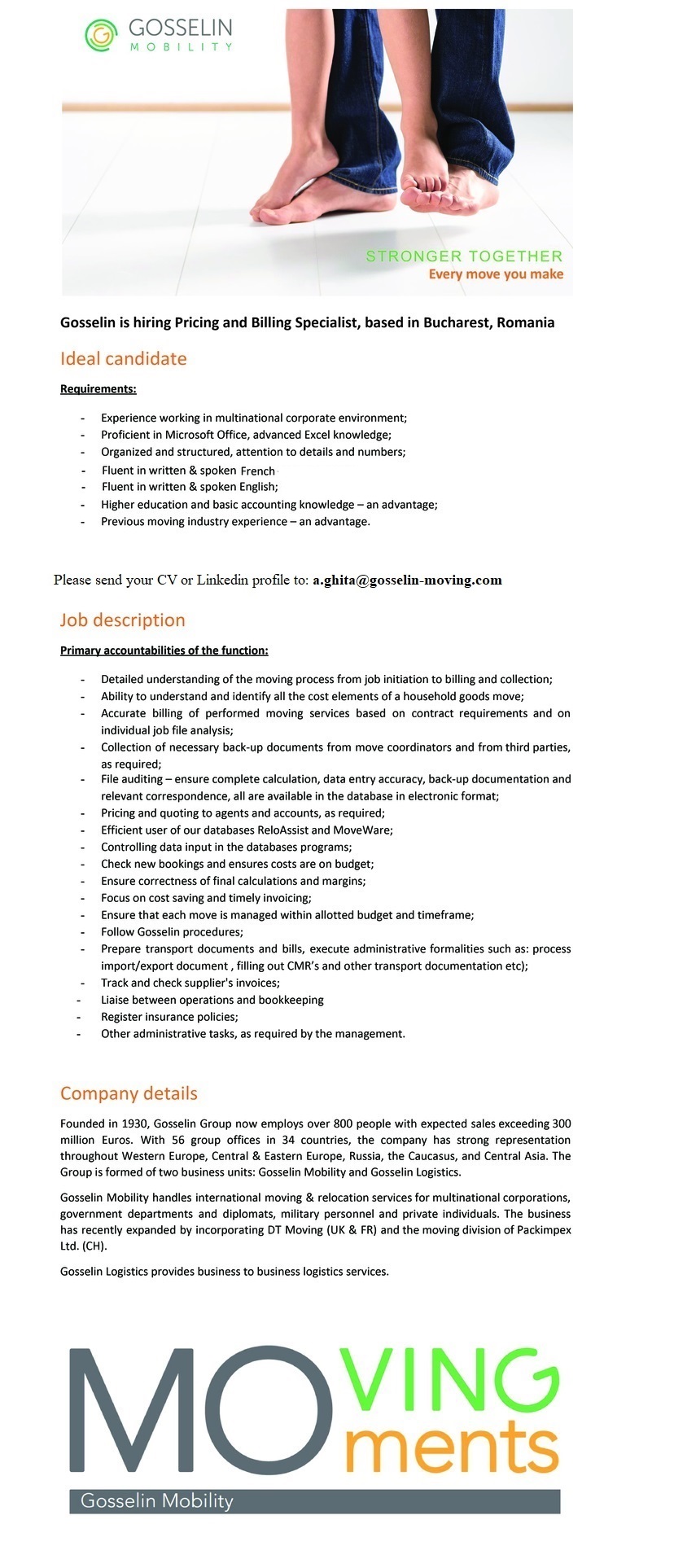Pricing and Billing Specialist – ADVANCED ENGLISH & FRENCH