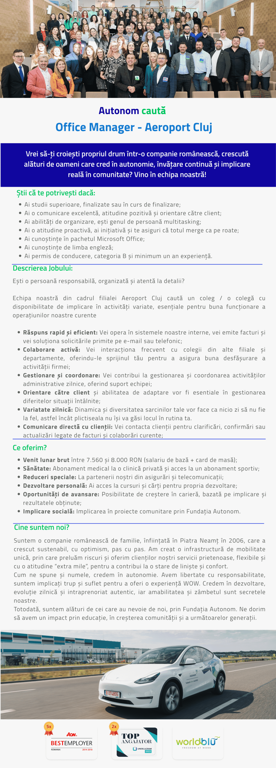 Office Manager - Aeroport Cluj